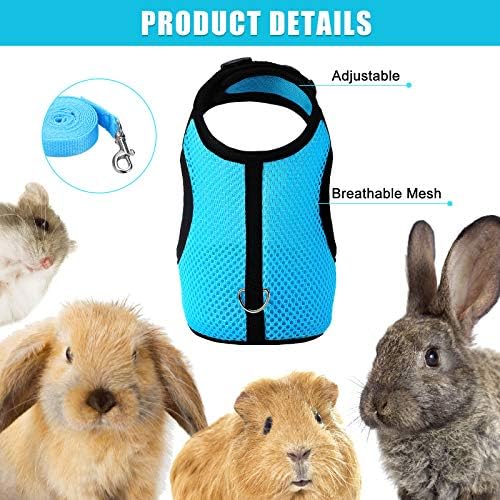 SATINIOR 2 Pieces Bunny Rabbit Harness with Leash Cute Adjustable Buckle Breathable Mesh Vest for Kitten Puppy Small Pets Animal Walking Accessories
