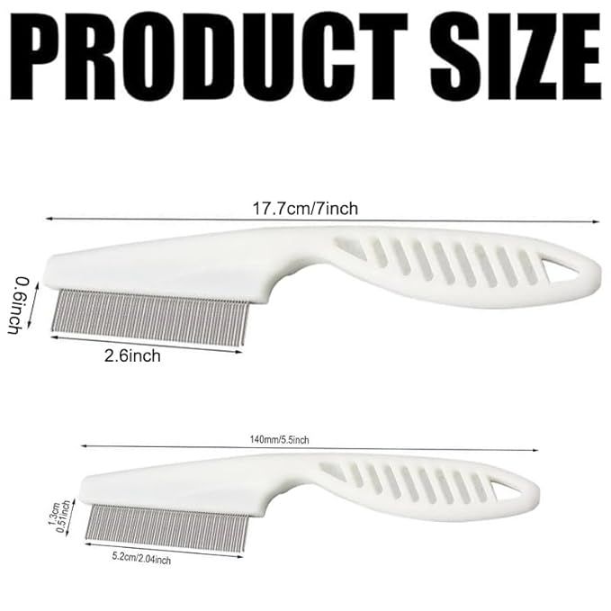 Pet Grooming Comb - 2-in-1 Multifunctional Stainless Steel Comb for Flea, Tear Stain Removal, and Dehairing Dogs and Cats' Face, Paws, and Body