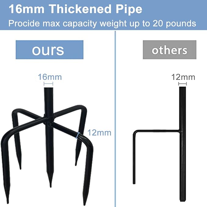 Adjustable Shepherds Hook with 5 Prong Base,94.5 Inch Tall Heavy Duty Hanging Stakes for Plant Bird Feeder Solar Light Plant Hanger for Outdoor Garden Wedding Decor,Matte Black(2 Packs)