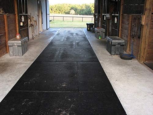 American Floor Mats - Heavy Duty Stall Tiles - Stable/Horse Tiles - Thick, Durable Rubber Flooring Solid Black 8' x 12' Set 3/4" Thick (24 Tiles Total)