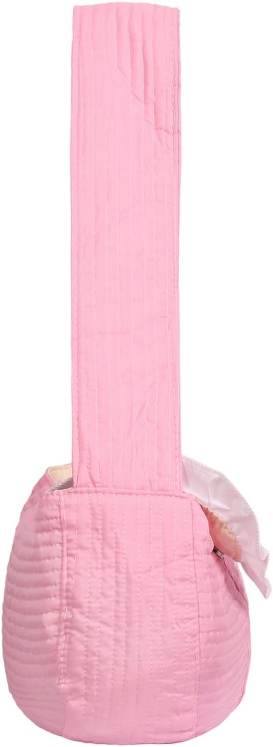 Pet Sling Carrier for Small Dogs ANG cat 3-8lbs, Breathable Cotton Dog or Cats Purse Carrier with Storage Pocket,for mom Gifts Hand Free Travel Chest Cat Sling Light Pink (Pink)