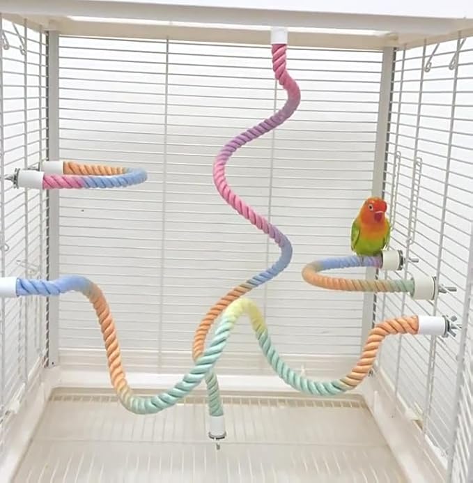 2Pcs Rope Perches for Bird Cages, Rope Perch for Parrots, Cockatiels & Parakeets, Bird Cage Accessories(S)