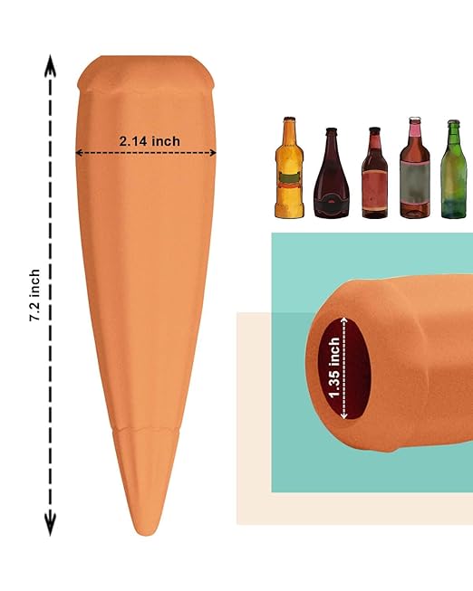 Terracotta Self Watering Spikes - 10 Pcs Potted Plant Watering Devices Vacation Self-Watering Stakes for Outdoor, Indoor Plants, Wine Bottle