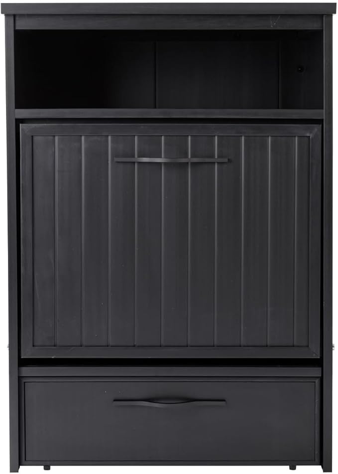 New Age Pet® ECOFLEX® Dog Food Pantry with 2 Stainless Steel Bowls - Moisture Resistant Wood Plastic Composite Pet Feeding Station, Holds 25 lbs of Food, Easy Assembly, 7.7" Drawer Height