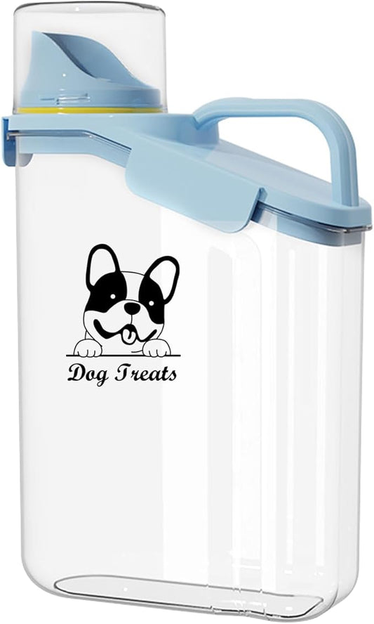 Dog Food Storage Container Airtight Portable Dog Food Container with Handled Lid and Pour Spout,Food Storage for Dog Dry Food Small Pet Food Container with Measuring Cup for Home, Travel,2.8L Blue