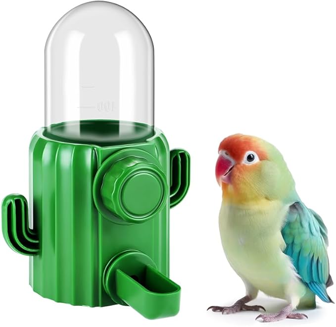 Automatic Bird Cage Water Dispenser - Cactus No-Spill Feeder for Parakeet, Cockatiel, Budgie & Small Birds