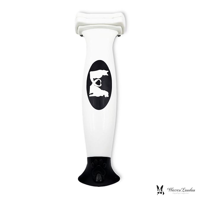 Warren London Deshedding Brush for Dogs – Small Long-Hair | Stainless-Steel Undercoat Rake Reduces Shedding Up to 95% | Gentle Skin-Safe Comb, Quick-Clean Release, Non-Slip Ergonomic Grip