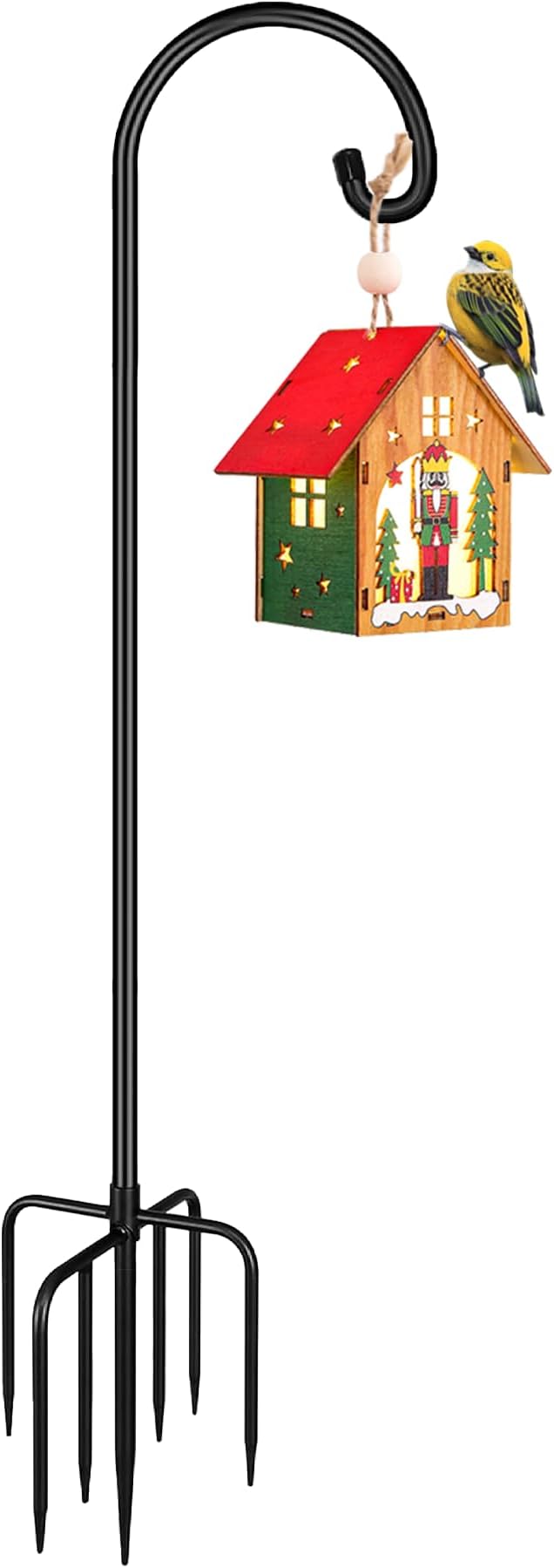 Shepherd Hook 75 Inch Tall Heavy-Duty Metal Garden Hanging Pole Stake for Bird Feeder Pole Plant Baskets, Black (1 Pack)