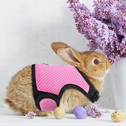 SATINIOR 2 Pieces Bunny Rabbit Harness with Leash Cute Adjustable Buckle Breathable Mesh Vest for Kitten Puppy Small Pets Animal Walking Accessories