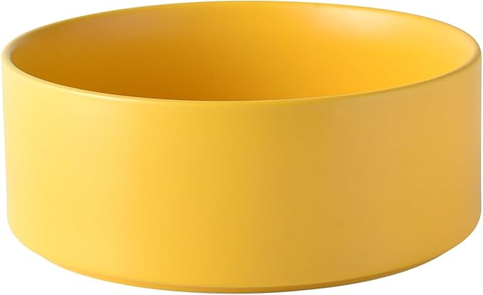 8'' Ceramic Dog Bowl - 70Oz Classic Dogs Food & Water Bowl for Medium and Large Breeds, Heavy-Duty Non-Slip Dog Dish, Food Grade Stoneware Pet Bowl, Dishwasher & Microwave Safe, Yellow