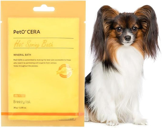 PetO’Cera Hot Spring Bath for Dogs, Alps Onsen Water, Soothes Dry, Itchy, Inflamed Skin, Conditions Coat, Anti-Lick Paw Soak, Hypoallergenic, Tear-Free, No-Rinse Dog Spa, 1.05oz, Dog Grooming, 3.15 oz