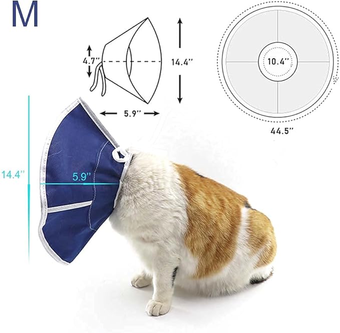 Soft Cat Recovery Collar Cat Cone E Collar Nonwoven Fabric Elizabethan Collar Loops-Protective Wound Healing Specially Designed for Cats and Puppies - Easy to Eat and Drink (M)