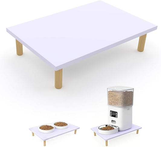 Wooden Elevated Cat Food Stand – Raised Pet Feeding Table for Cats and Dogs, Compatible with Most Bowls & Automatic Feeders, Solid Wood Pet Food Platform S(11.8 * 7.9 in