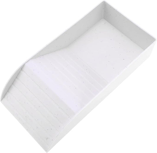 Tortoise Food Dish with Ramp, Plastic Reptile Water Bowl, Tortoise Water Pool, Reptile Climbing Ramp for Turtles Lizards, 13.98"x7.87"x2.36", White