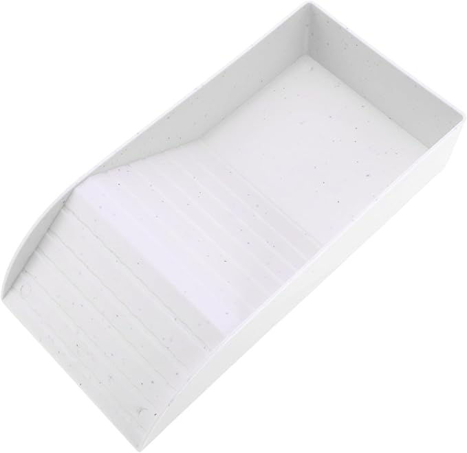 Tortoise Food Dish with Ramp, Plastic Reptile Water Bowl, Tortoise Water Pool, Reptile Climbing Ramp for Turtles Lizards, 12.01"x5.91"x2.36", White
