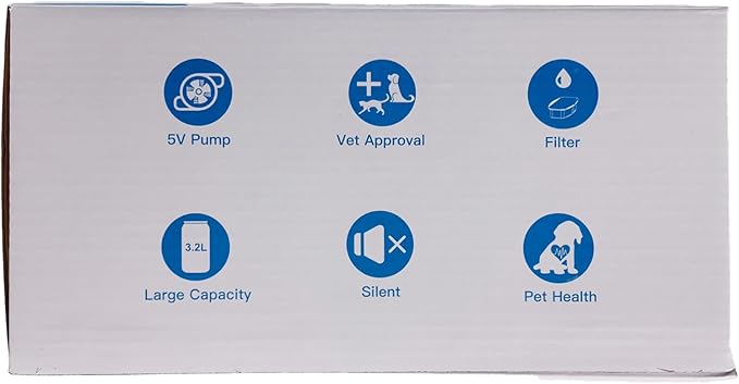 Cat Water Fountain: 108oz/3.2L Cat Fountain Super Silent Pet Water Fountain - Water Fountains for Cats Indoor - Faucet Cat Fountain- Suitable for Cats and Dogs - with 6 Filters & 3 Sponges