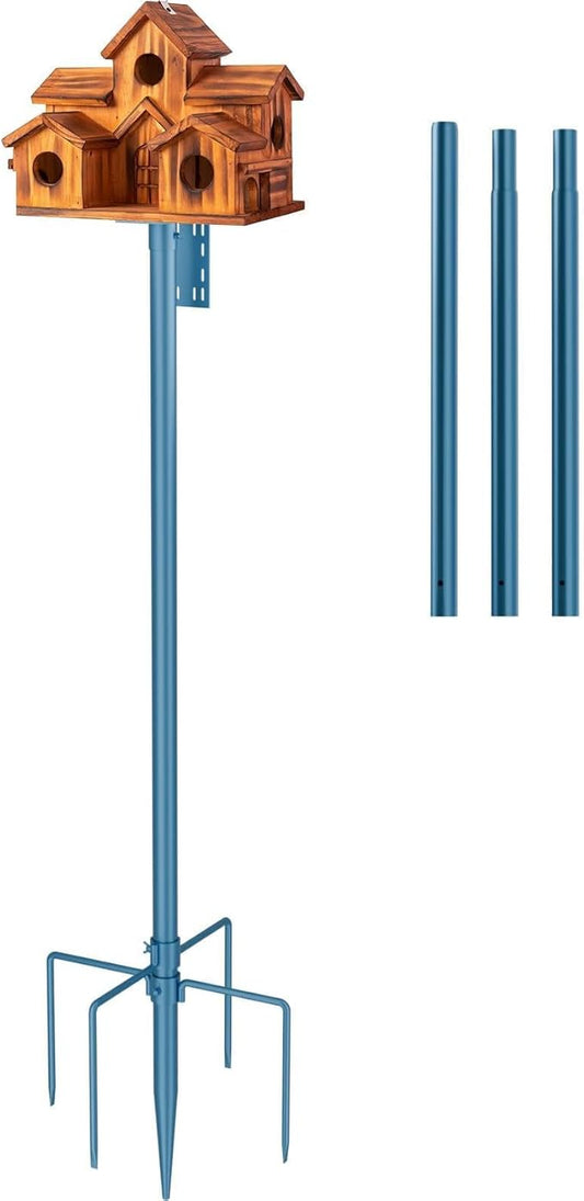 Bird Feeder Pole Stand – 60 Inch Height Feeding Station with 1-Inch Dia Heavy Duty for Hanging Feeders, Bird House Pole Mount Kit for Outdoor, Slip-Fit Connection, Blue