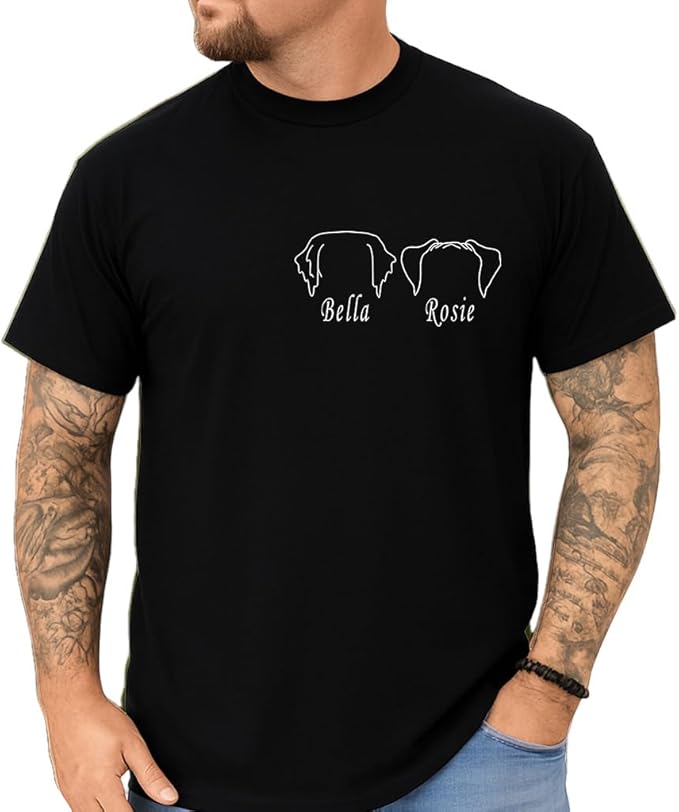 Custom Dog Mom Shirt for Women Pet Ears Sweatshirt with Name Unique Puppy Line Art Cute Dad Hoodie for DogDad Owner Lover