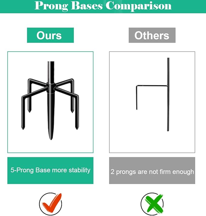 60 Inch Tall Outdoor Shepherds Hook with 5 Prong Base, Adjustable Bird Feeder Pole Hanger for Hanging Outside Birdfeeders, Plant Baskets, Lanterns, Wedding Decor