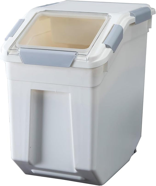 HANAMYA 25 Liter / 40 lbs Rice Storage Container with Measuring Cup, BPA free, For Rice | Grain | Pet Food | Flour, 1 count, White