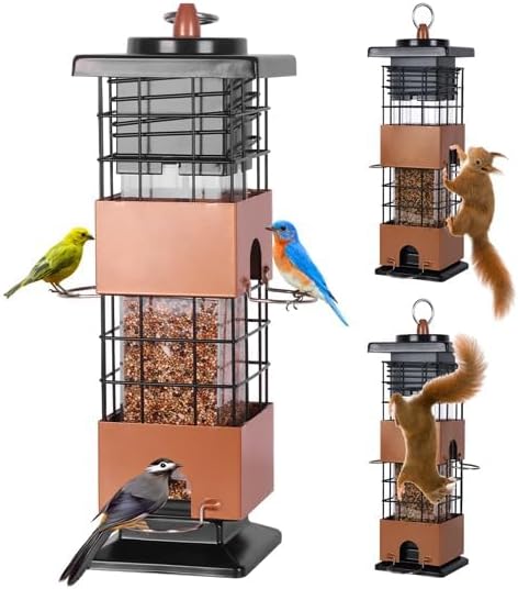 Hanging Squirrel Proof Bird Feeder - 5LBS Large Capacity Thistle Feeder for Finch, Cardinal, Bluebird, Blue Jay, Wild Bird