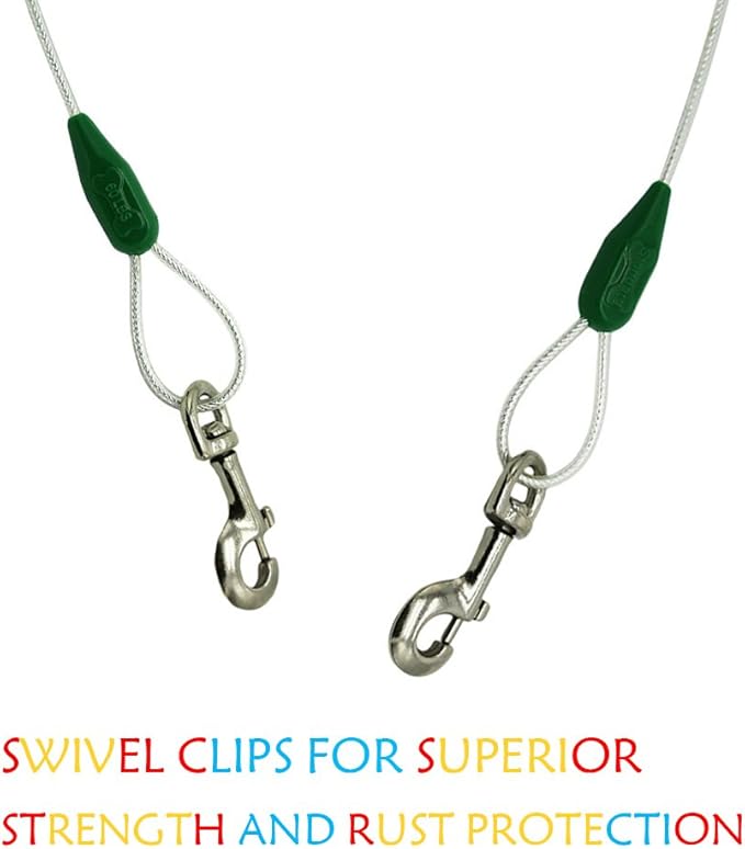 Petest 16 Inch Spiral Stake with 15ft Reflective Tie-Out Cable for Medium Dogs Up to 60 Pounds DarkGreen & Silver