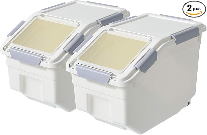 CITY BABY 2 Pack Airtight Flour Storage Container With Scoop,Dry Food, Sugar, Baking Supplies,Rice Container Set -BPA Free- Pet Food Storage Container,Dog Cat Birds Food Bin(13LB)