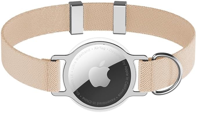 AirTag Cat Collar,Ultra Elastic Cat Tracker Collar with Apple Air Tag Holder, [Lightweight][Scratch Resistant] Stepless Adjustable GPS Pet Collar for Cats Kittens (Brown)