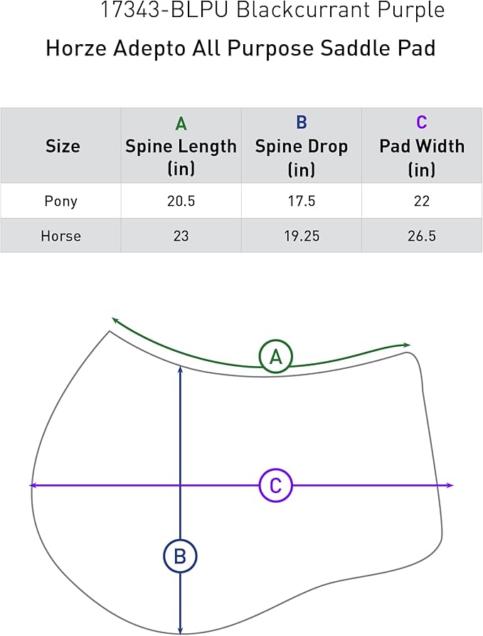 HORZE Adepto Padded All Purpose Quilted Equestrian Saddle Pad for Horses with Two-Tone Trim