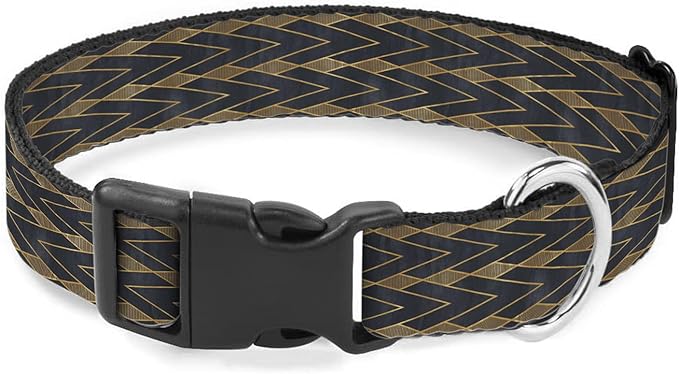 Black Gold Wavy Stripes Dog Collar Pet Neck Strap for Small Medium Large Dogs Soft Adjustable Buckle