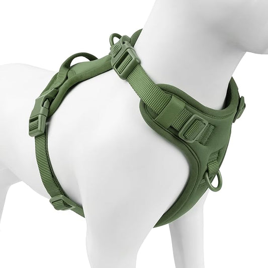 No Pull Dog Harness, Puppy Vest with Front Clip for Small Medium Large Sized Cute Dog (Misty Green,L)