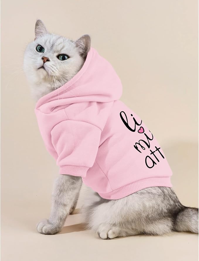 Cat Hoodies for Cats Puppy Pet Clothes Cat Apparel Little Miss Attitude Print Dog Hoodie for Small Medium Dogs Outfits for Kittens(Pink,S)
