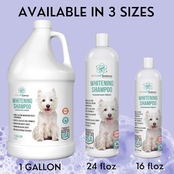 1 Gallon Dog Whitening Shampoo - Dog Shampoo for White Dogs - Puppy Shampoo for White Coats - Hair and Fur Whitener for Dogs - Made in The USA