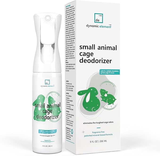 Small Animal Cage Deodorizer Spray – Unscented Natural Mineral Formula to Remove Odors in Hamster, Rabbit, and Guinea Pig Cages – 9 Fl Oz