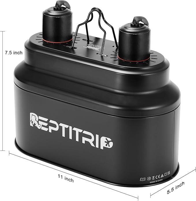 Dual Reptile Light Fixture with Switches, Reptile Heat Lamp Fixture, Reptiles Terrarium UVB Bulb Fixture for Bearded Dragon, Max 160W Each (Bulb Not Included)