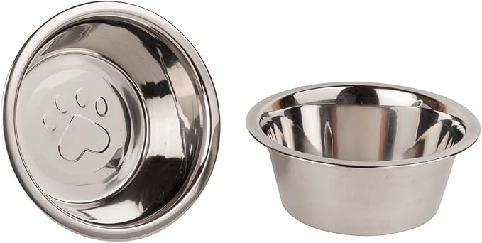 GoCraft Raised Dog Bowls for Small Dogs | Elegant Farmhouse Grey Washed Elevated Wooden Stand Feeder with 2 Stainless Steel Bowls for Your Pet Food & Water
