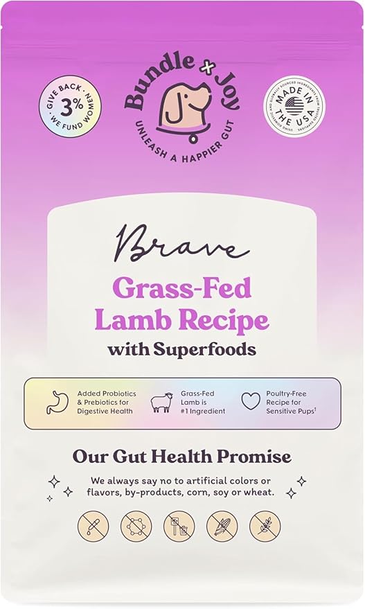 Bundle x Joy Grass-Fed Lamb Dog Food 12lb Bag with Added Probioitics, Poultry-Free, Digestive Gut Health, No Chicken or Beef, Made in USA