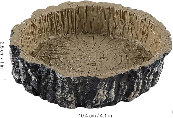 (2 Pack) Tree Trunk Food/Water Dish for Reptiles – Amphibians and Other Little Critters Water/Food Bowl, Made from Premium Non-Toxic Resin – Small Size