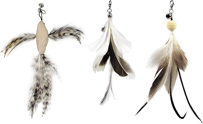 TTcat Cat Feather Toy Replacement Wand Refills, 10 Pcs Simulation Insects Bird Feathers