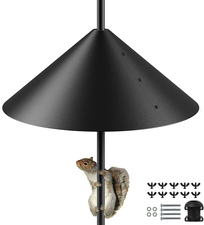 19 Inch Metal Squirrel Baffle for Bird Feeder Pole, Outdoor Squirrel Proof Bird Feeders, Bird House Guard for Shepherd’s Hook, Rust Chew Proof Heavy Duty