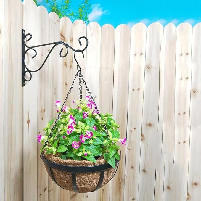 Wall Hook Hanging Plant Bracket Metal Hooks Iron Wall Hooks for Garden Bird Feeders,Wind Chimes, Plant Baskets,Lanterns 2 Pcs or 4pcs (Small, Count, 4)
