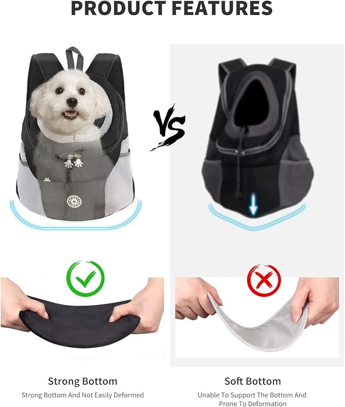 Pet Carrier Backpack,Breathable Dog Backpack Carrier with Adjustable Straps,Side Storage Pockets,Dog Head-Out Backpacks with Safety Belt,Puppy Front and Back Carriers for Small Dogs Cats