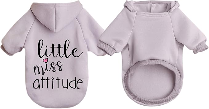 Cat Hoodies for Cats Puppy Pet Clothes Cat Apparel Little Miss Attitude Print Dog Hoodie for Small Medium Dogs Outfits for Kittens(Purple,XL)