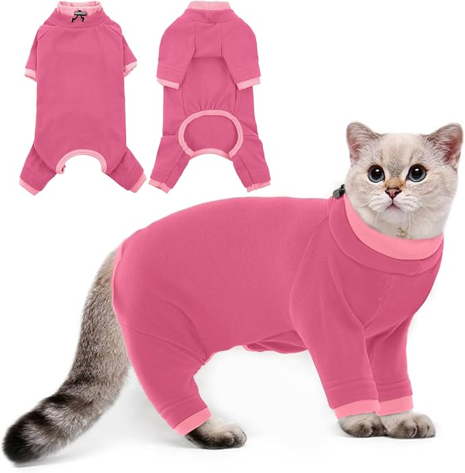 PUMYPOREITY Cat Hair Sticky Shirt – Breathable & Lightweight, Reduces Shedding Fur Pajamas, Prevents Licking Wounds After Surgery, Pink, L