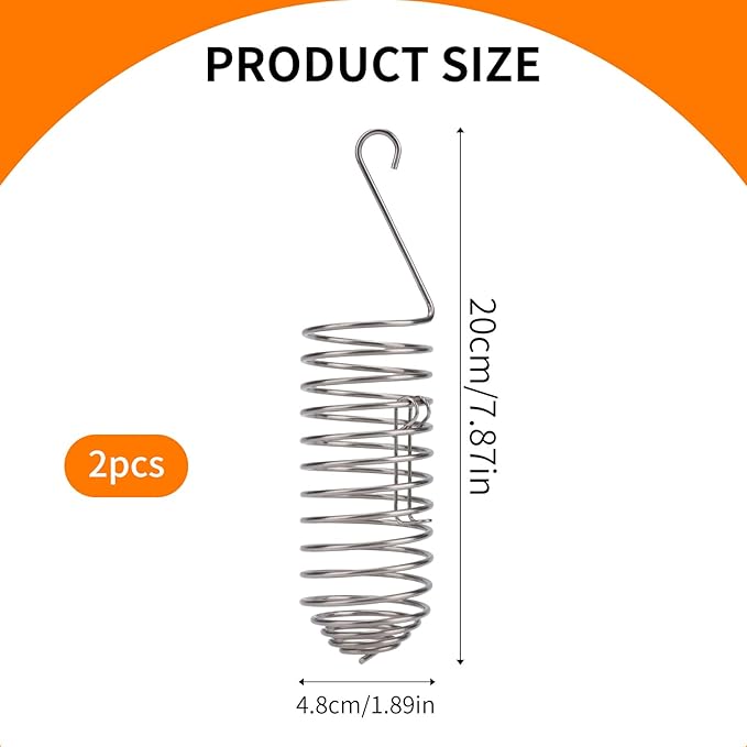 2pcs Bird Treats Holder, Stainless Steel Parrot Food Holder Hanging Basket Cage Accessories Bird Foraging Chew Toy Corn Cob Fruit Vegetable Millet Feeder for Macaw Cockatoo Parakeet Canary