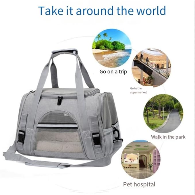 Cat Carriers, Dog Carriers, Pet Carriers – Airline-Approved Soft-Sided Bag for Cats & Small Dogs (Up to 15 lb), Foldable, Breathable Mesh, Privacy Cover, Washable & Lightweight