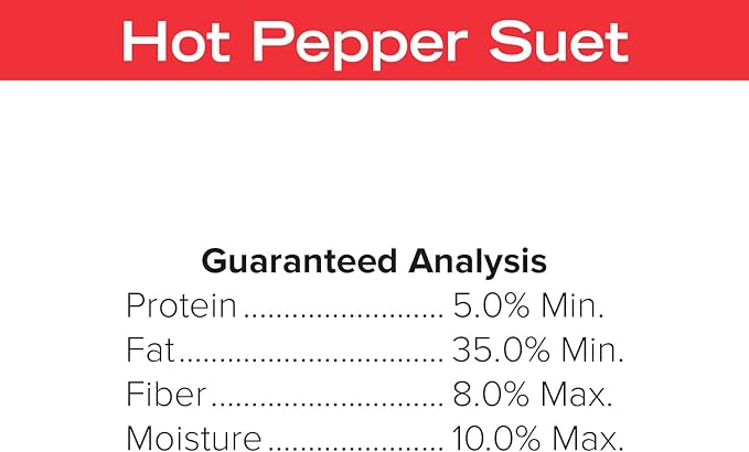 Blue Seal Hot Pepper Suet Cakes for Wild Birds | No Mess Suet Feed with Cracked Corn | Food for Woodpeckers, Cardinals, Siskins & Sparrows | Use with Suet Feeder | 11oz Seed Cake (12 Pack)