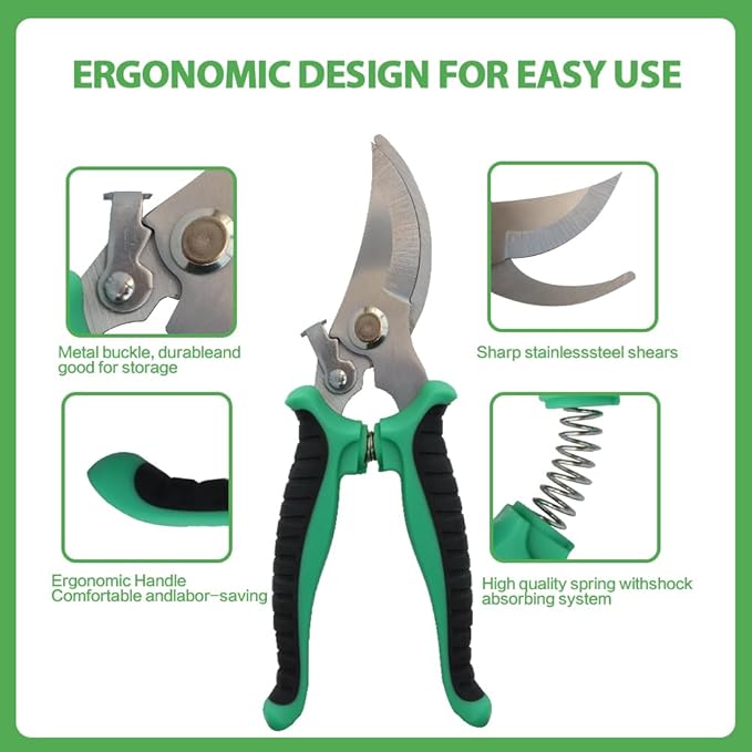 Metal Watering Can, One Gallon Watering Cans Stainless Steel for Outdoor Indoor Garden Plants Watering (Cream Green and Garden Scissors)