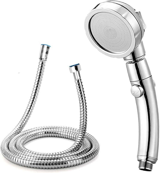 Modern 3-Setting Detachable Shower Head with 59-Inch Hose, High Pressure Water Saving, 360 Rotating Adjustable Handheld Shower Head with ON/OFF Switch and 3 Spray Modes, Chrome Finish
