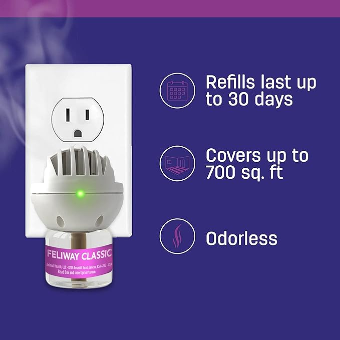 FELIWAY® Classic 3 x 30 Day Cat Calming Refills for Pheromone Diffuser, 3 x 48ml Value Pack - Helps Reduce Common Signs of Stress in Cats & Kittens, Enhanced Calming